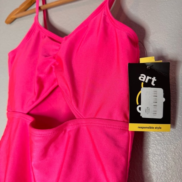 New Kids Art Class Hot Pink Large (10/12) One Piece Swimsuit Adjustable Straps - Picture 5 of 15